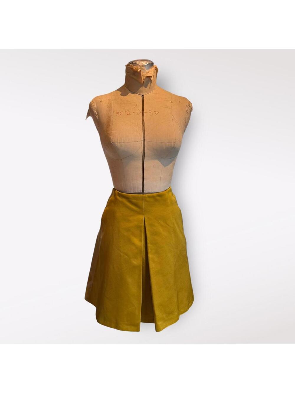 MaxMara Mustard Yellow Pleated A-Line Skirt